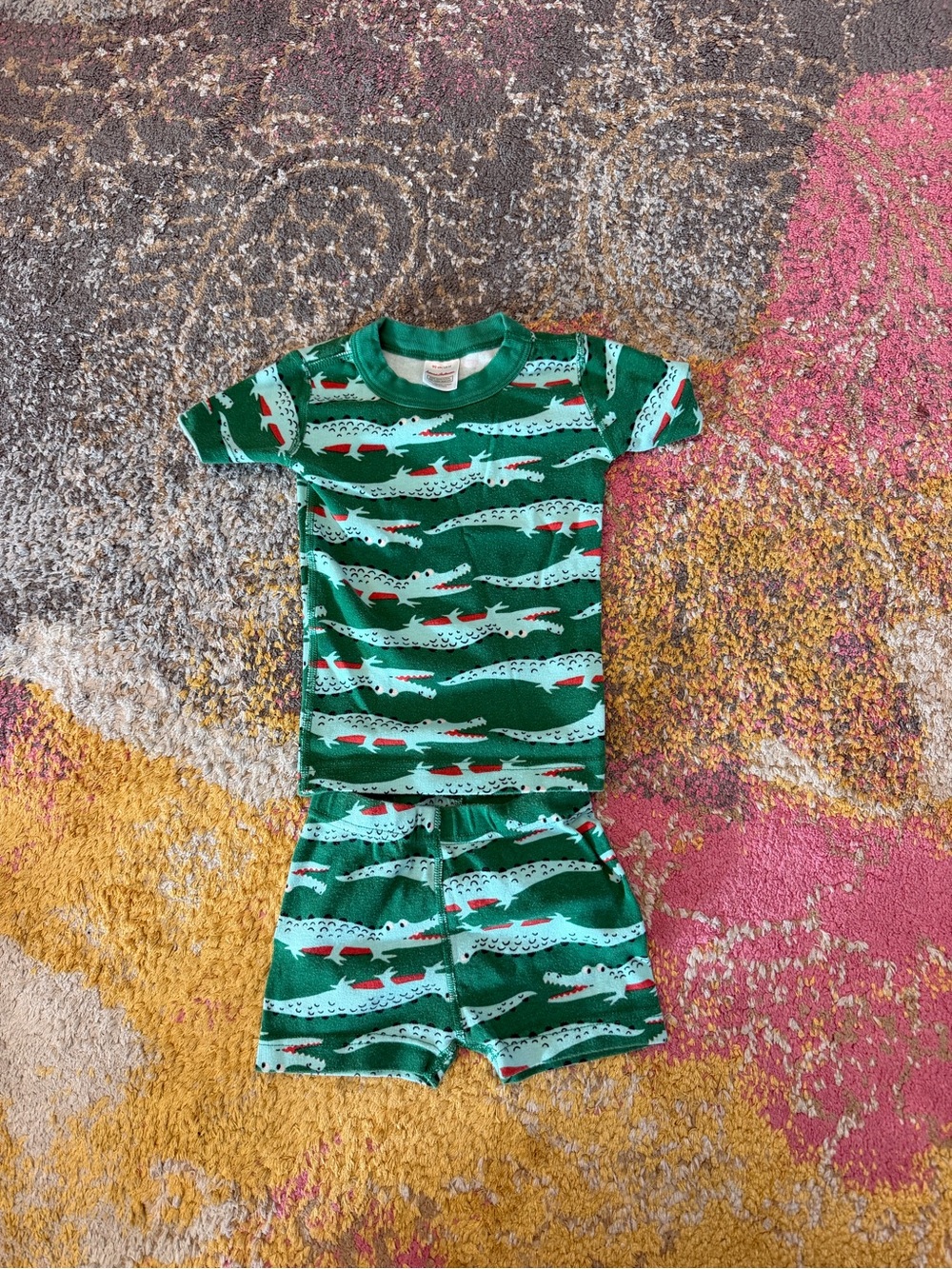 Hanna Andersson Green Alligator Short Pajama Set
